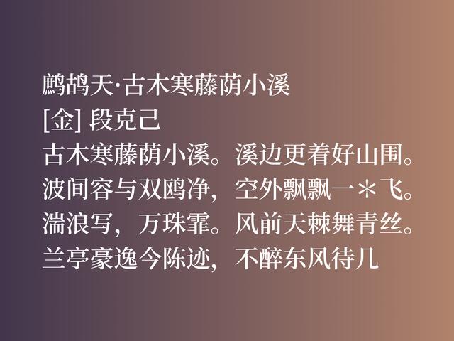 金代大文人段克己，这佳作真挚热情，别有一番风味