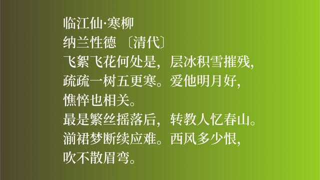 清朝大词人纳兰性德，他这词作卓尔不群，彰显词人的大才气