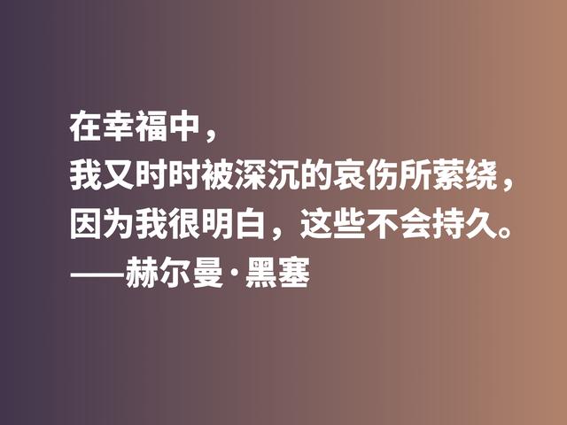 伟大作家黑塞无与伦比，他这格言，读完让人动容