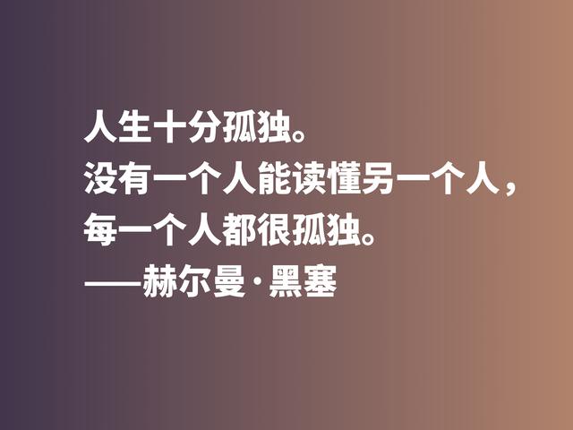 伟大作家黑塞无与伦比，他这格言，读完让人动容