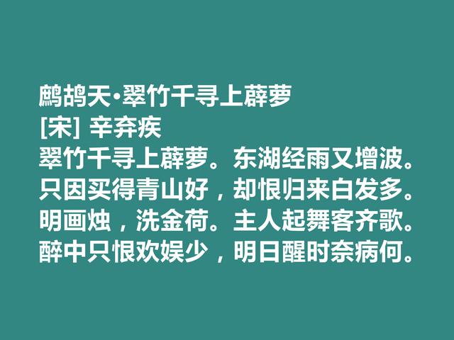 南宋词坛丰碑式词人，辛弃疾这佳作，气势豪放，尽显英雄气概