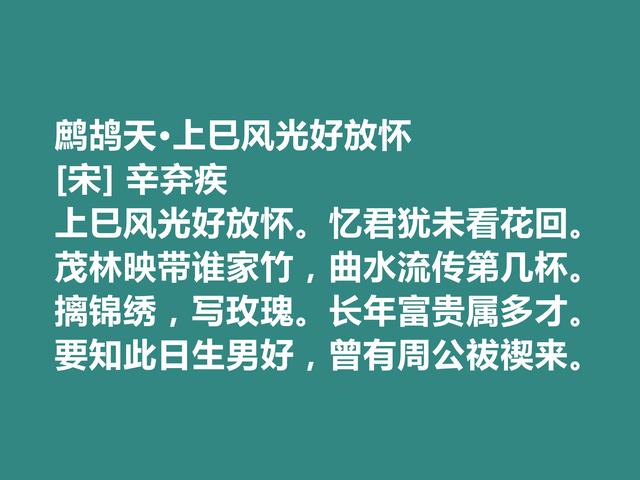 南宋词坛丰碑式词人，辛弃疾这佳作，气势豪放，尽显英雄气概