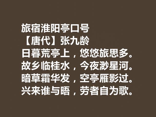 唐朝宰相诗人，张九龄诗作，体现超高的审美观，暗含深刻内涵