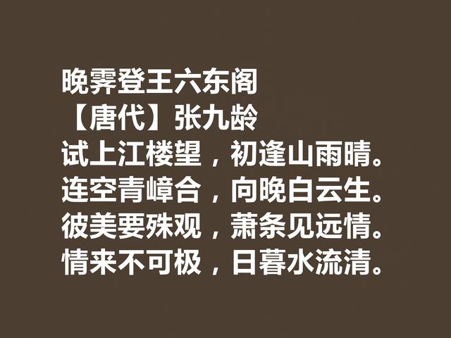 唐朝宰相诗人，张九龄诗作，体现超高的审美观，暗含深刻内涵