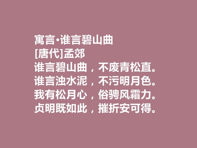 他是韩愈的好友，尤其擅长五言诗，唐朝诗人孟郊诗，个性十足