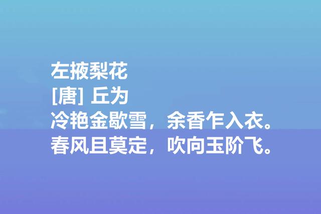 唐朝最高寿诗人，丘为这八首诗作，禅理浓厚，山水田园诗堪称一绝