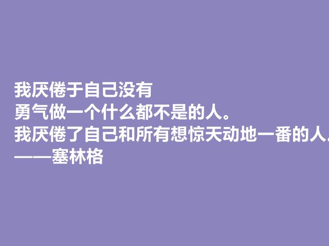 美国隐居作家，塞林格这格言，语言独特，具有浓重的个人魅力