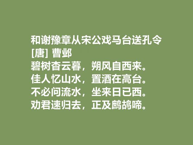 晚唐重要诗人，五言古风诗特立独行，细品曹邺这诗，魅力无限