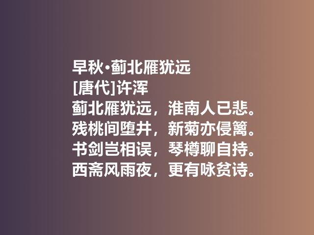 名声毁誉参半的晚唐诗人，许浑专写律诗，他这佳作，太经典了