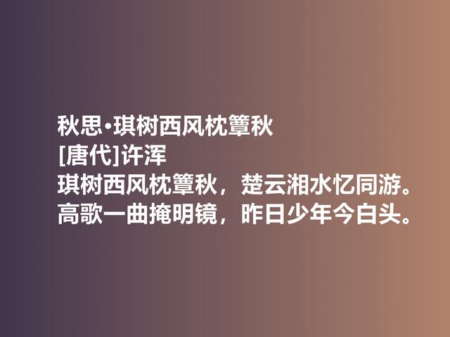 名声毁誉参半的晚唐诗人，许浑专写律诗，他这佳作，太经典了