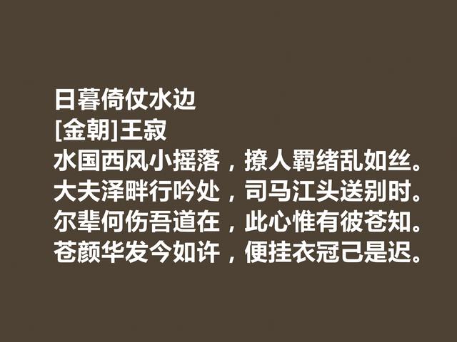 金朝诗坛名家，王寂诗作，辞气张扬，气度陈雄，题画诗最美好