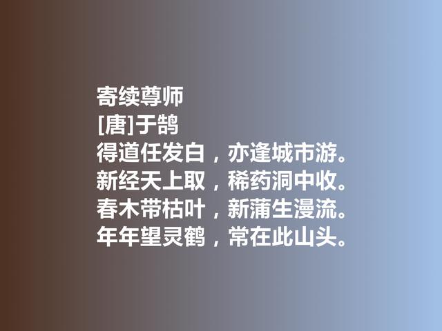 唐中期著名隐士诗人，于鹄诗堪称经典，又暗含强烈的人生真谛