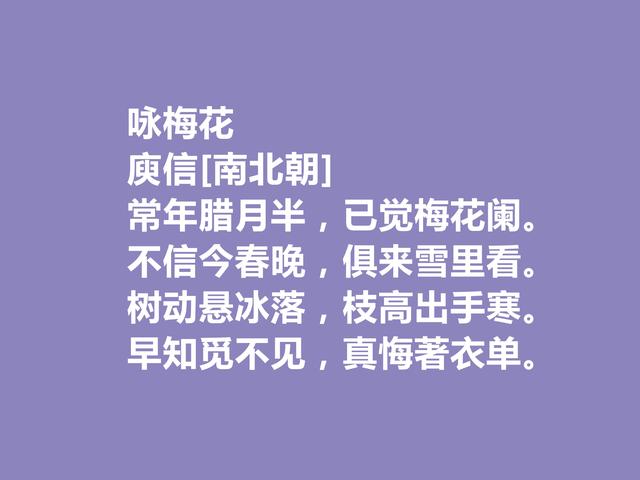 南北朝著名诗人，庾信诗，文字精妙，思想深刻，你觉得如何？