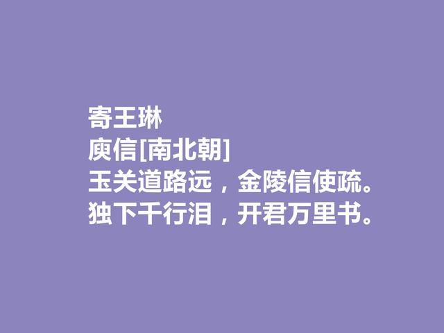 南北朝著名诗人，庾信诗，文字精妙，思想深刻，你觉得如何？