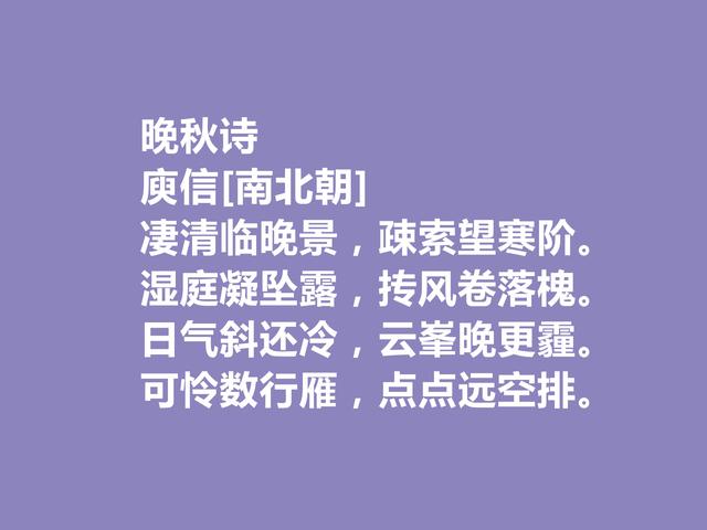 南北朝著名诗人，庾信诗，文字精妙，思想深刻，你觉得如何？