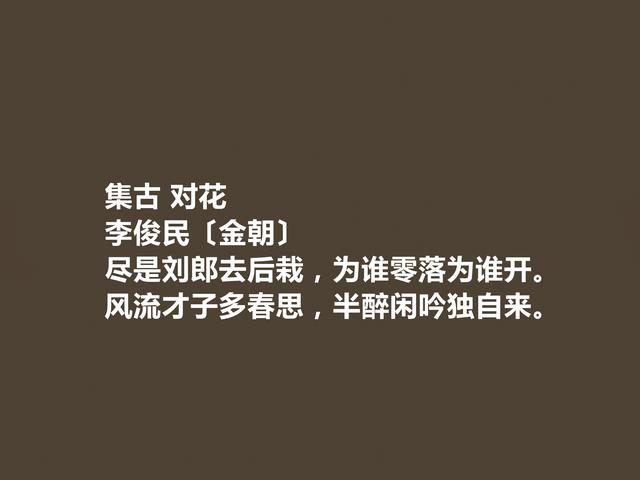 金朝著名隐士诗人，李俊民诗，充满隐逸色彩，七言诗成就最高