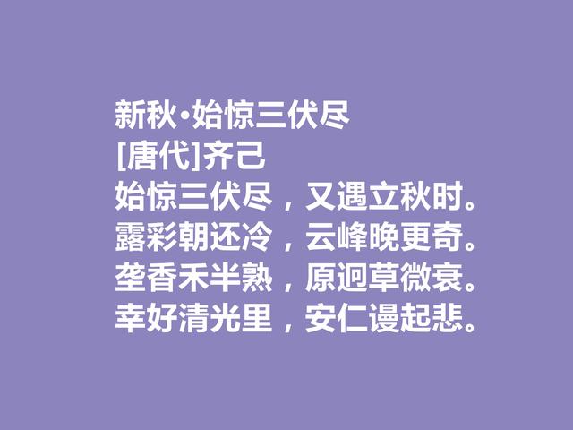 晚唐著名诗僧，齐己这诗，充斥着佛禅意境，读懂具有启迪作用