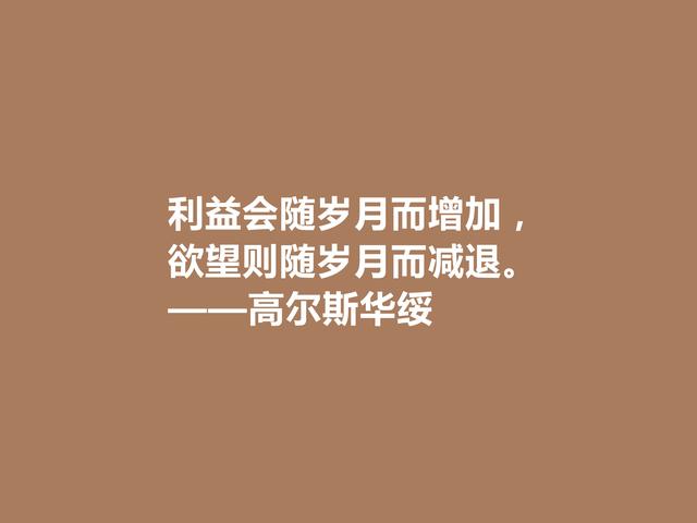 风靡一时的英国作家，高尔斯华绥格言，现实主义强烈，真犀利