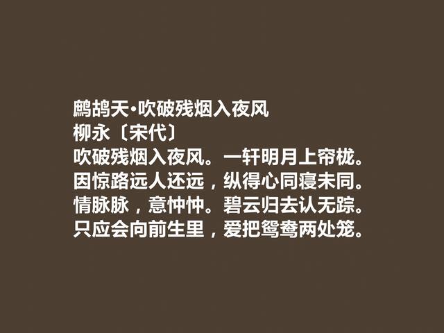 北宋词坛名家，地位不可抹杀，柳永这词，妙不可言，喜欢吗？