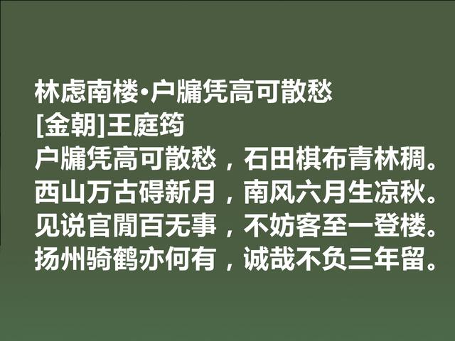 他是金朝诗坛大人物，王庭筠这诗，透射出孤独意境，值得品读