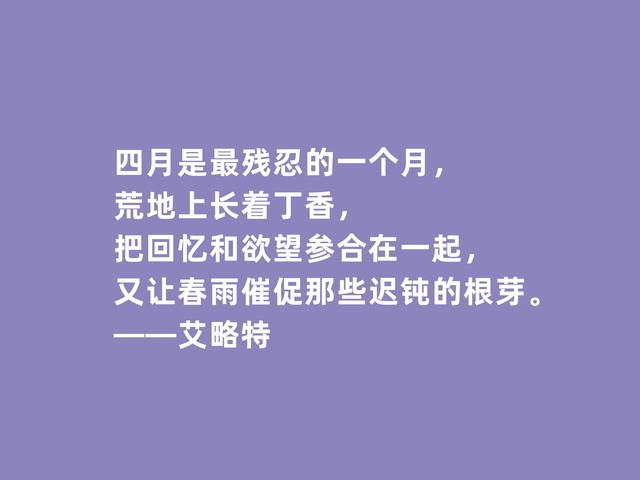 英国诗人艾略特，他这诗，能够激励人类深思，又极具哲学意味