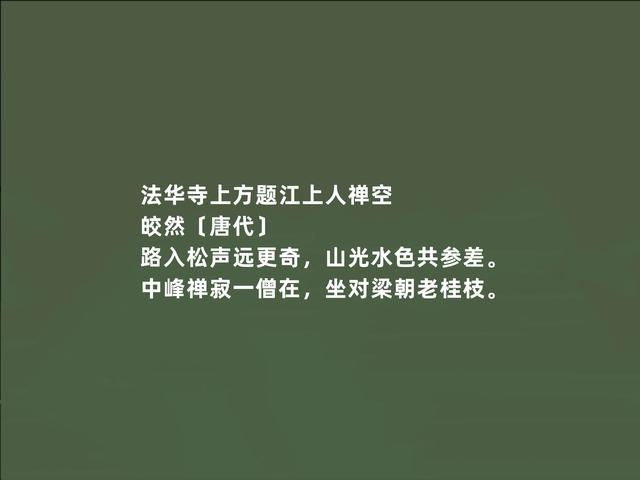 唐朝著名诗僧，皎然诗作，情调闲适，富含哲理，读完净化心灵