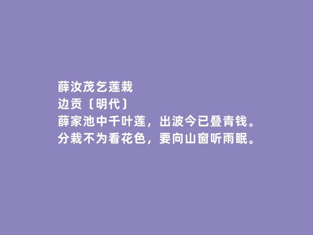 明朝著名诗人，前七子之一，边贡诗，清新飘逸，凸显个人气质