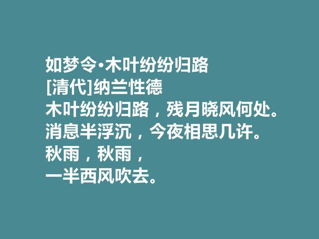 清朝初期三大词人之一，纳兰性德十首词，清丽婉约，超凡脱俗之感